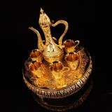  Bộ Bình Ly Đồng Mạ Vàng Hoàng Gia Kèm Khay BKMECN-10299 