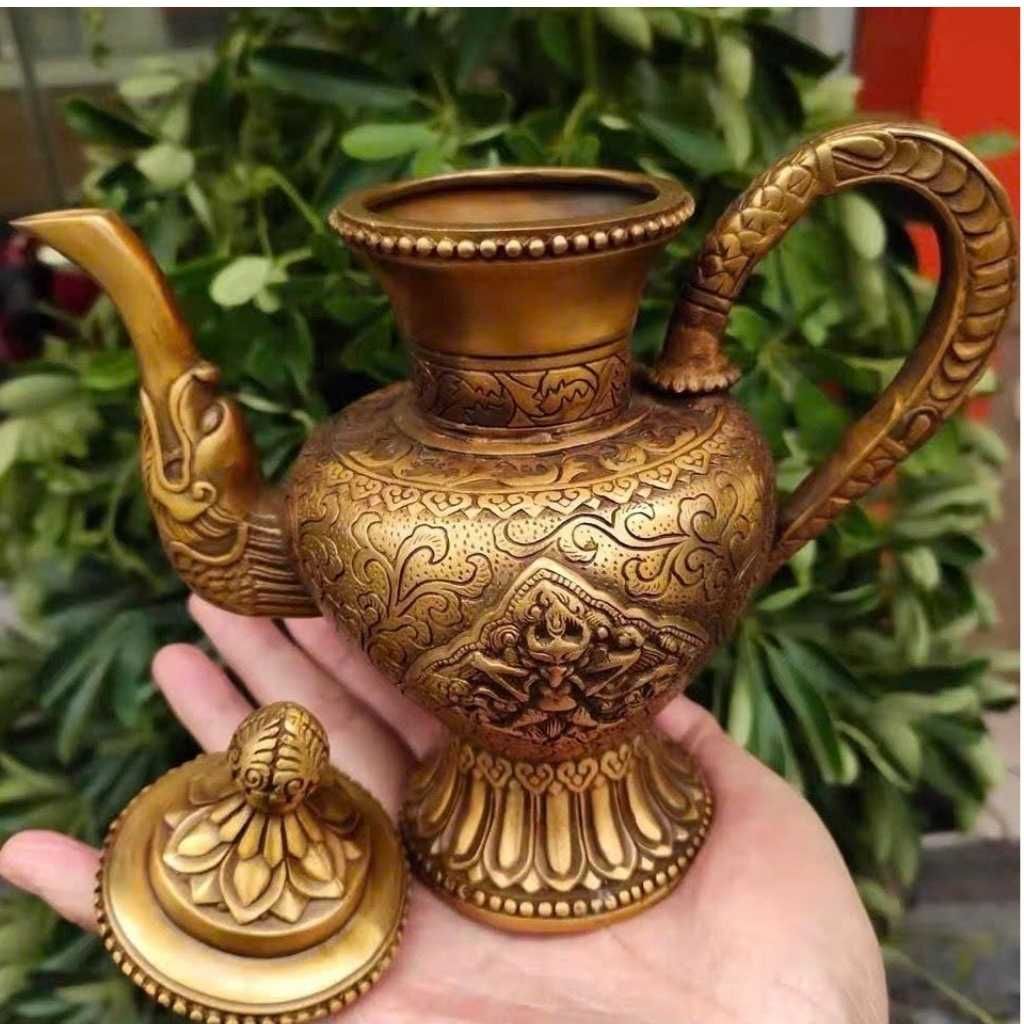  Ấm Đồng Cổ Phong Cách Tây Tạng Chạm Rồng Vờn Mây BKMECN-10305 