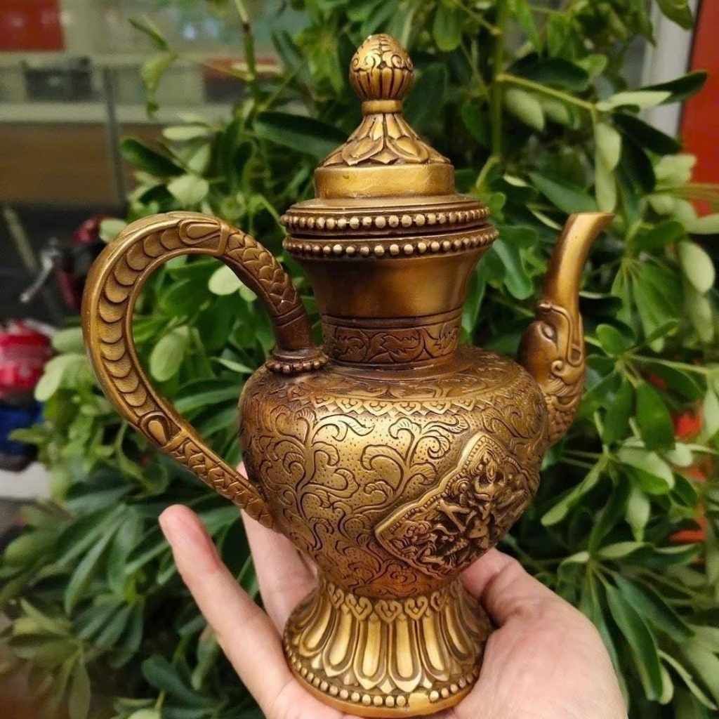  Ấm Đồng Cổ Phong Cách Tây Tạng Chạm Rồng Vờn Mây BKMECN-10305 