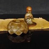  Lư Xông Trầm Bằng Đồng Tạo Hình Chú Tiểu Cầm Đài Sen BKMECN-10309 