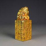  Ấn Tỷ Rồng Bằng Đồng Mạ Vàng Khắc Chữ Hán Cổ BKMECN-10312 