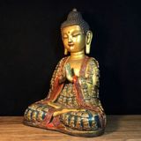  Tượng Phật Vạn Phật Bằng Đồng Sơn Son Tọa Thiền Chắp Tay BKMECN-10316 