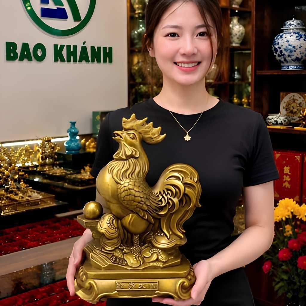 Tượng Gà Trống Bằng Đồng Phong Thủy Chiêu Tài Lộc BKMECN-10331 