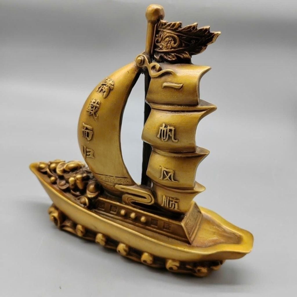  Mô Hình Thuyền Buồm Phong Thủy Bằng Đồng BKMECN-10363 