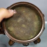  Lư Xông Trầm Đồng Đỏ Giả Cổ Dáng Chân Quỳ Họa Tiết Cổ BKMECN-10365 