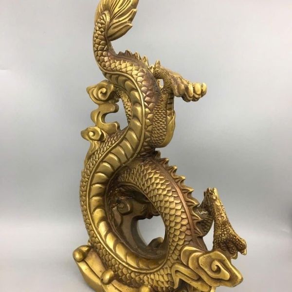  Tượng Rồng Bằng Đồng Thau Phong Thủy “Long Cuộn Vờn Mây” BKMECN-10367 