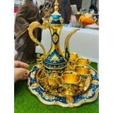  BỘ LY ĐỒNG HOÀNG GIA DÁNG CAO – XANH MẠ VÀNG 18K BKMECN-10372 
