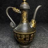  Bộ Quà Tặng Sưu Tầm Ấm Rượu Đồng Tím Chữ “Phúc” & Tượng Phật Đá Ngọc Xanh  BKMECN-10381 