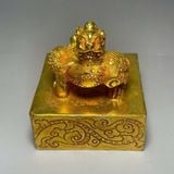  Ấn Triện Bằng Đồng Mạ Vàng Tạo Hình Tỳ Hưu BKMECN-10382 