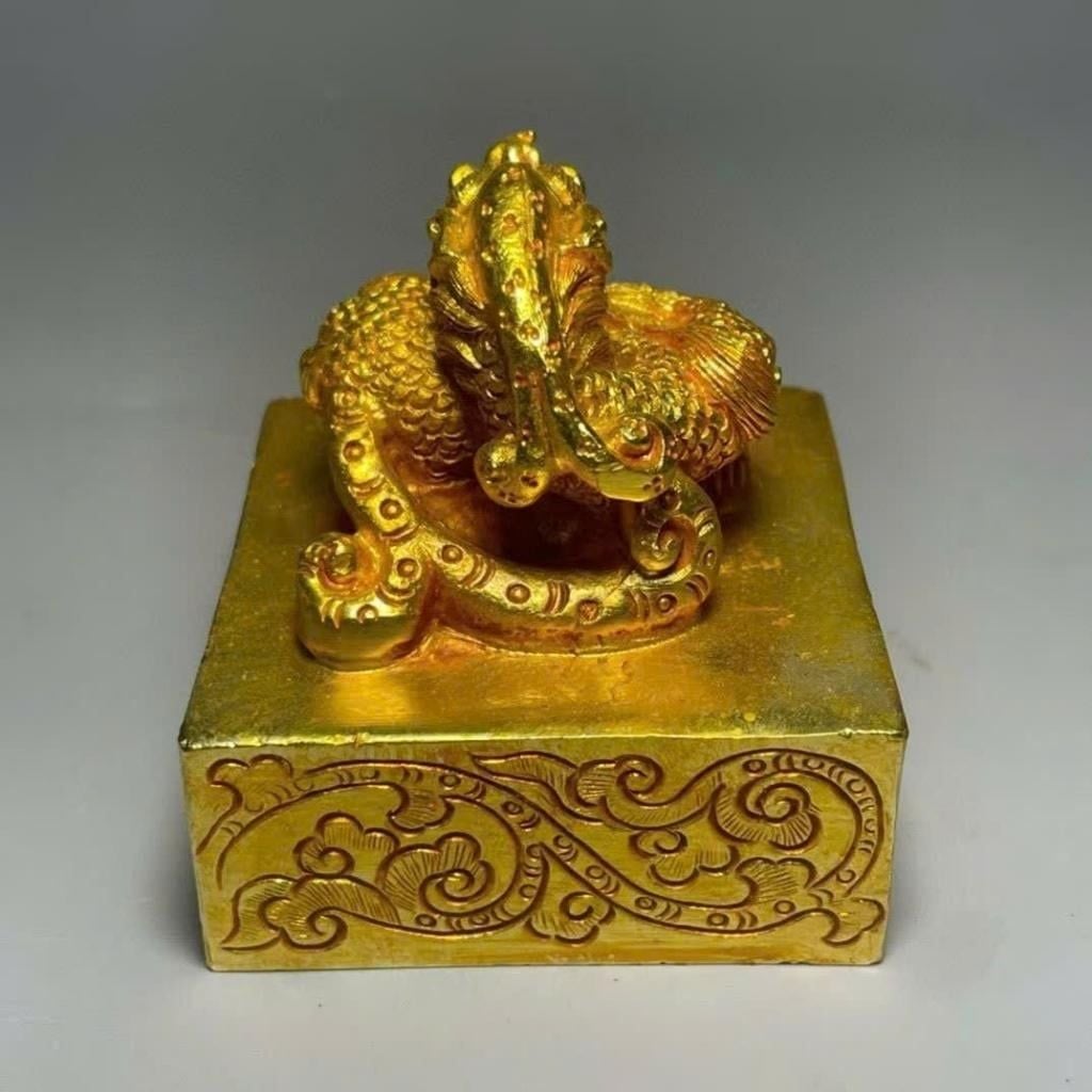  Ấn Triện Bằng Đồng Mạ Vàng Tạo Hình Tỳ Hưu BKMECN-10382 