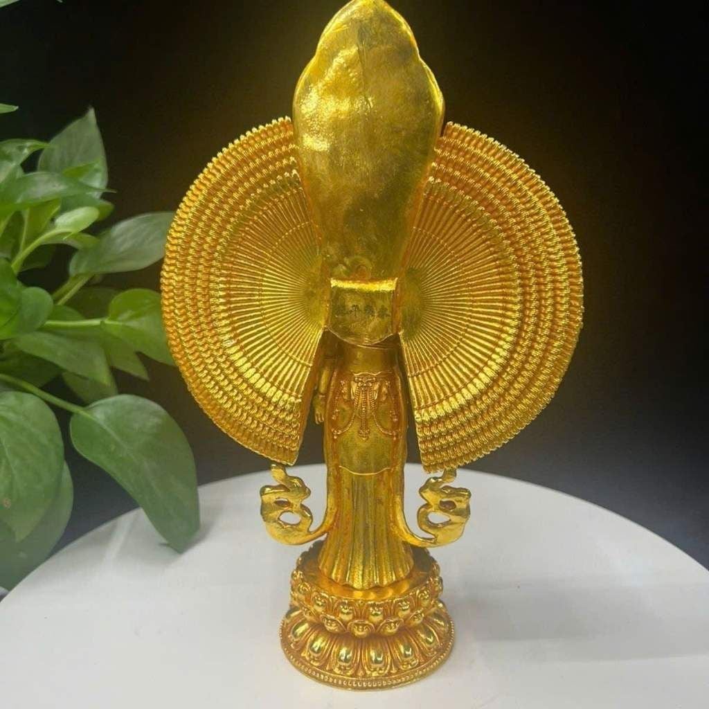  Tôn Tượng Bồ Tát Quán Thế Âm Thiên Thủ Bằng Đồng Mạ Vàng 24K BKMECN-10385 