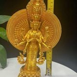  Tôn Tượng Bồ Tát Quán Thế Âm Thiên Thủ Bằng Đồng Mạ Vàng 24K BKMECN-10385 