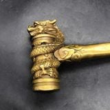  Búa Phong Thủy Trấn Trạch Bằng Đồng Vàng Nguyên Khối Chạm Đầu Rồng BKMECN-10392 