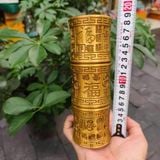  Ống Đựng Hương Bằng Đồng Vàng Chạm Nổi Bách Phúc Cổ Điển BKMECN-10395 