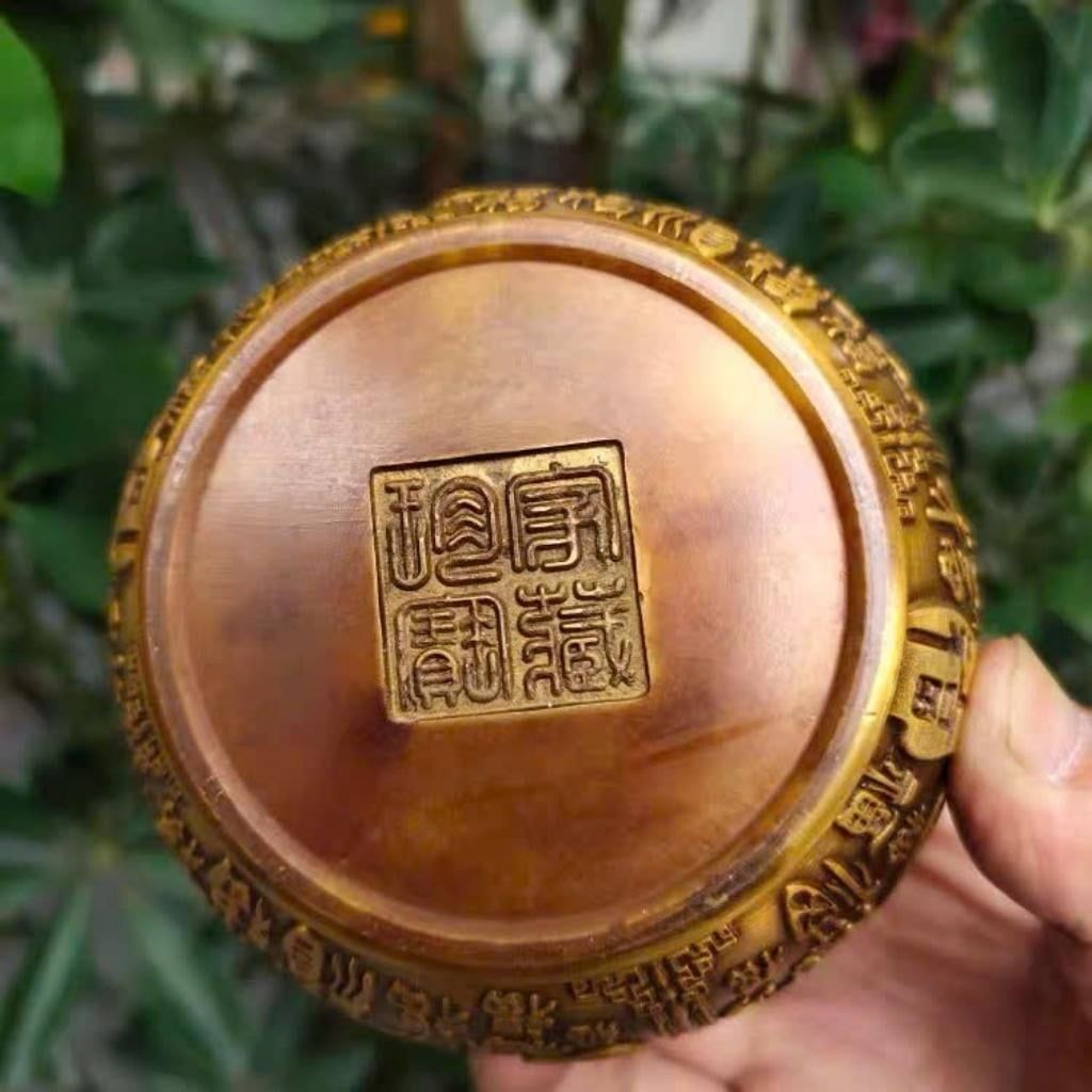 Hũ Trà Đồng Vàng Chạm Nổi Bách Phúc Cổ Điển Sưu Tầm BKMECN-10397 