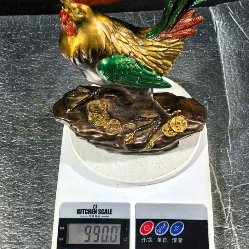  Tượng Gà Trống Đồng Pháp Lam Dẫm Tiền Cổ Phong Thủy BKMECN-10400 