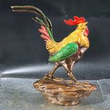  Tượng Gà Trống Đồng Pháp Lam Dẫm Tiền Cổ Phong Thủy BKMECN-10400 