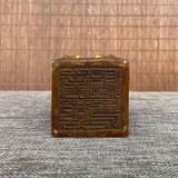  Ấn Triện Tam Long Trầm Hương Bằng Đồng Hun Cổ Điểm Kim BKMECN-10402 