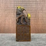  Ấn Triện Tam Long Trầm Hương Bằng Đồng Hun Cổ Điểm Kim BKMECN-10402 