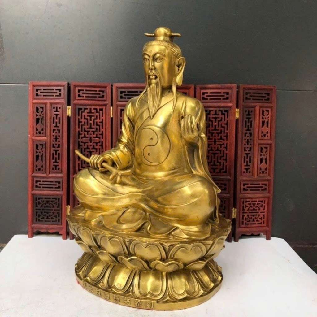  Tượng Thái Thượng Lão Quân Bằng Đồng Vàng Nguyên Khối BKMECN-10404 
