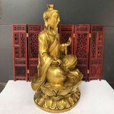  Tượng Thái Thượng Lão Quân Bằng Đồng Vàng Nguyên Khối BKMECN-10404 