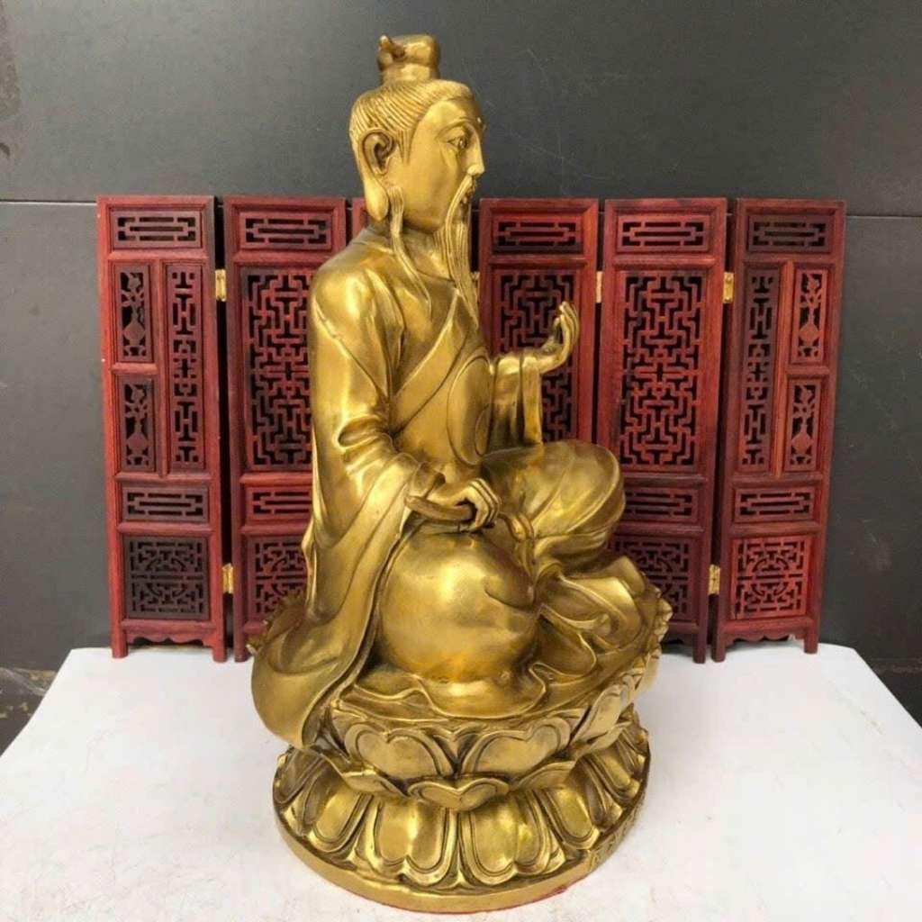  Tượng Thái Thượng Lão Quân Bằng Đồng Vàng Nguyên Khối BKMECN-10404 