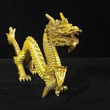  Tượng Hoàng Long Vờn Mây Bằng Đồng Vàng Nguyên Khối BKMECN-10406 