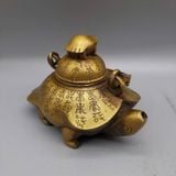  Ấm Trà Đồng Dáng Kim Quy Khắc Chữ Hán BKMECN-10407 