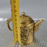  Ấm Trà Đồng Vàng Cổ Chạm Nổi Long Phụng Cát Tường BKMECN-10410 