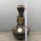  Bình Hoa Đồng Hun Nâu Cổ Điểm Kim Hai Tai Quai BKMECN-10412 