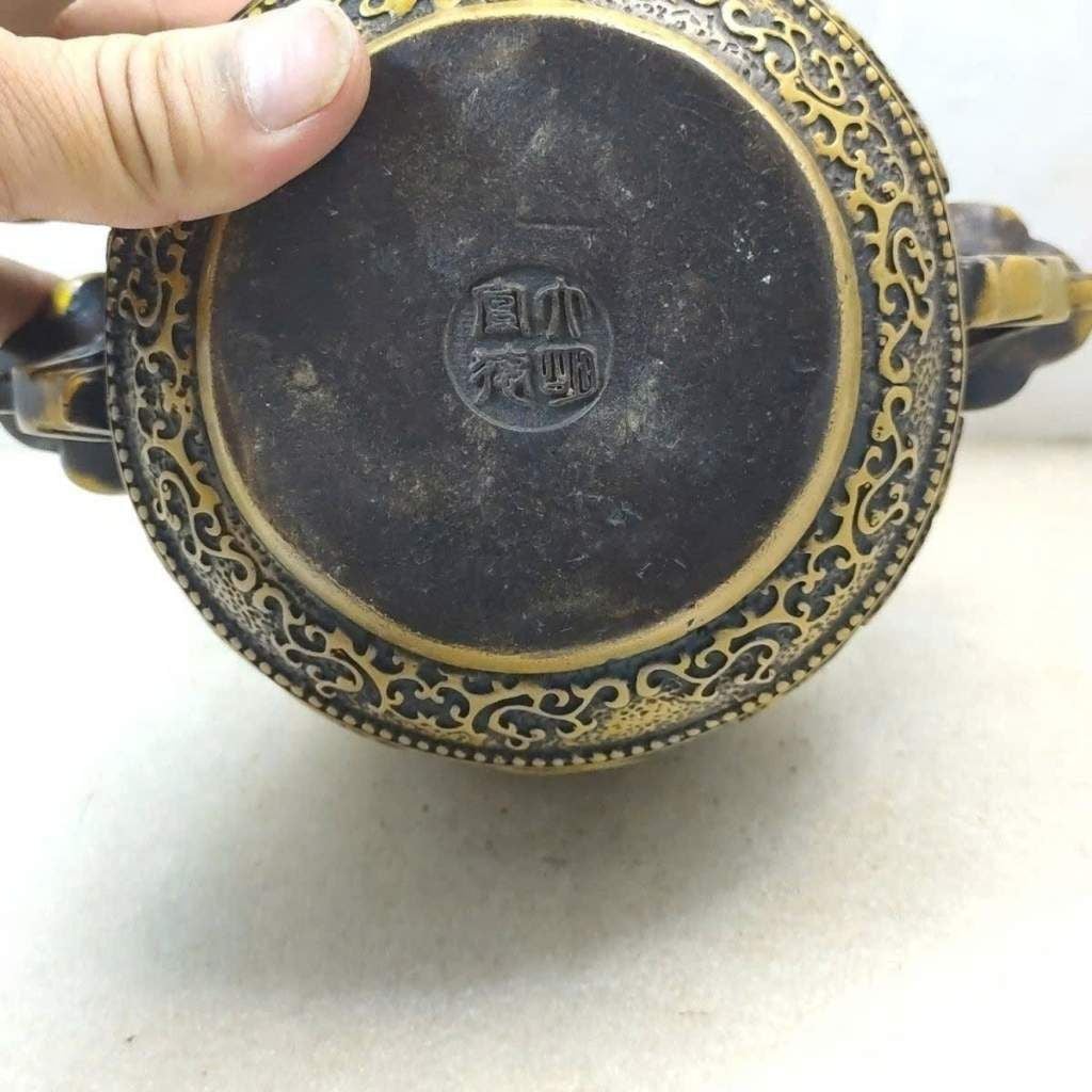  Lư Đốt Trầm Hai Quai Song Long Chiêu Tài Tấn Bảo Bằng Đồng BKMECN-10413 