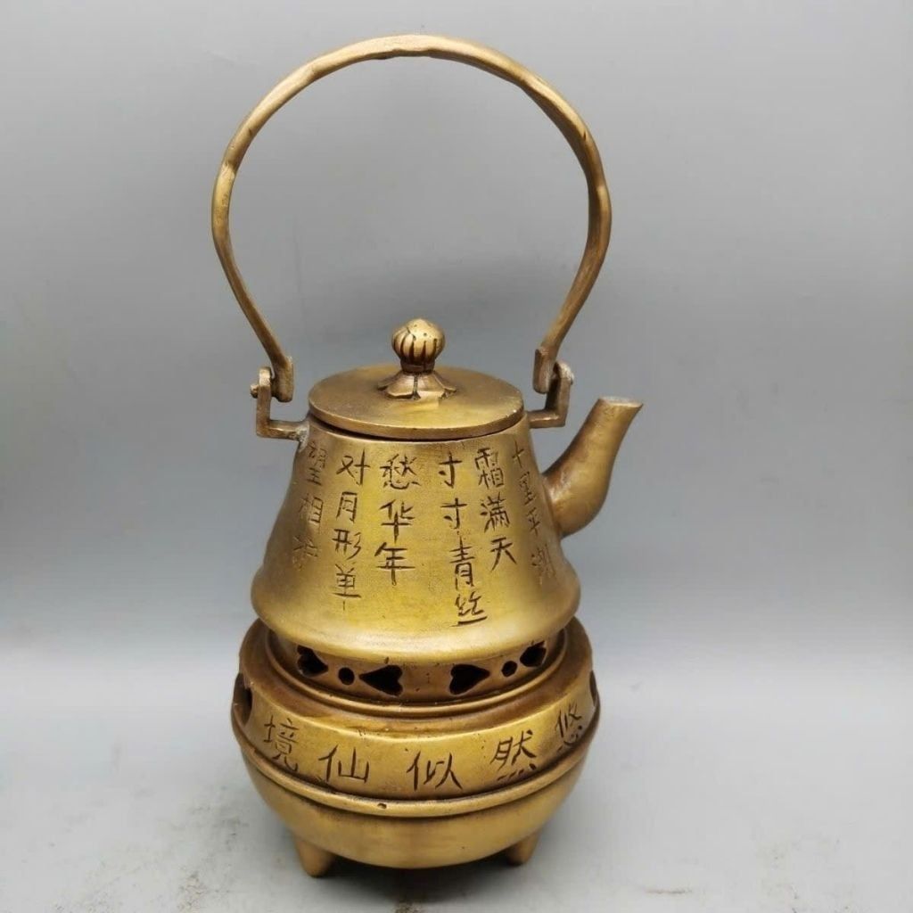  Bộ Bếp Trà Phụng Hoàng Bằng Đồng Vàng Cổ Điển BKMECN-10419 