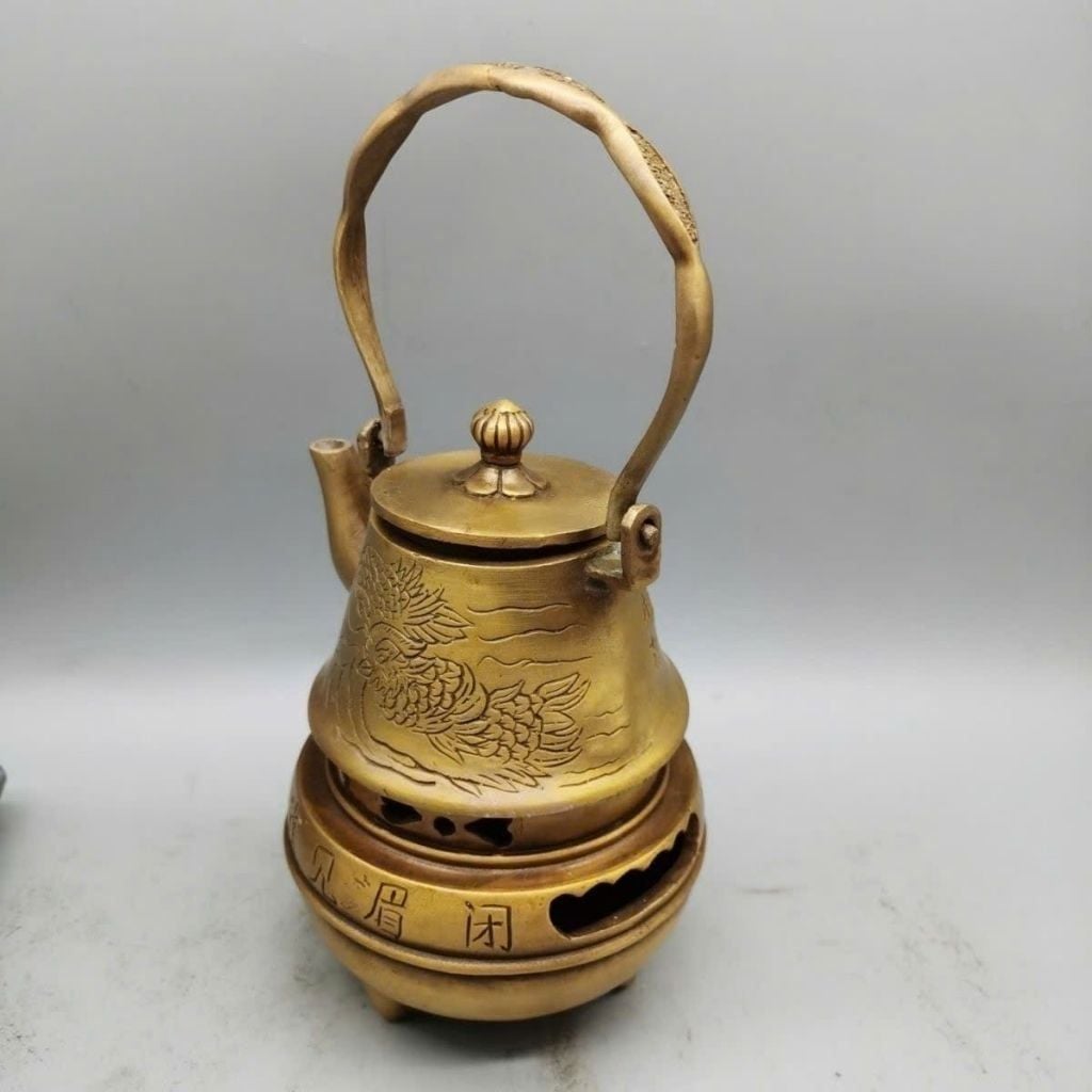  Bộ Bếp Trà Phụng Hoàng Bằng Đồng Vàng Cổ Điển BKMECN-10419 