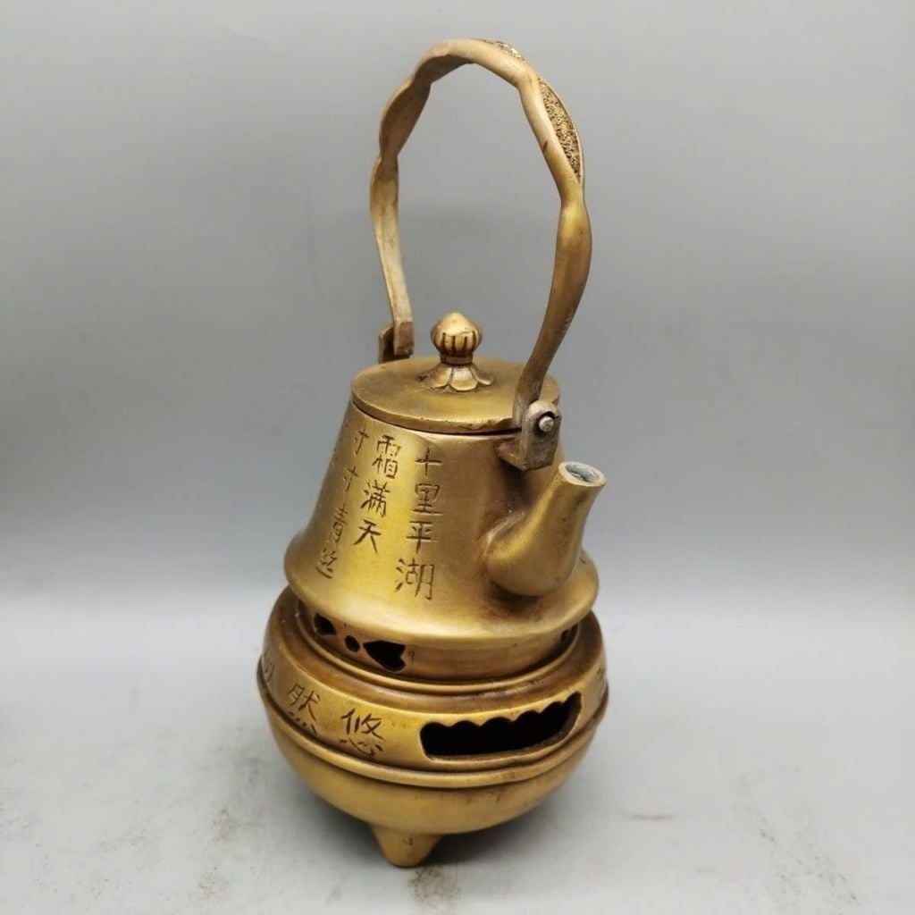  Bộ Bếp Trà Phụng Hoàng Bằng Đồng Vàng Cổ Điển BKMECN-10419 