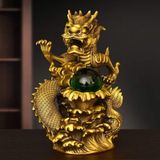  Tượng Rồng Vờn Ngọc Bằng Đồng Vàng Nguyên Khối BKMECN-10431 