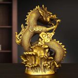  Tượng Rồng Vờn Ngọc Bằng Đồng Vàng Nguyên Khối BKMECN-10431 
