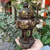  Lư Xông Trầm Bằng Đồng Hun Cổ Dáng Chân Cao BKMECN-10435 