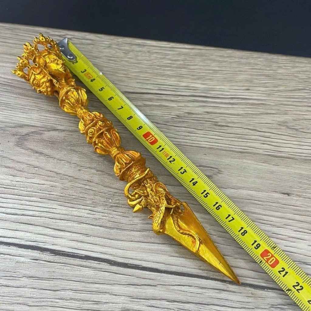  Pháp Khí Mật Tông Phổ Ba Kim Cang Chùy (Phurba) Đồng Dát Vàng BKMECN-10440 