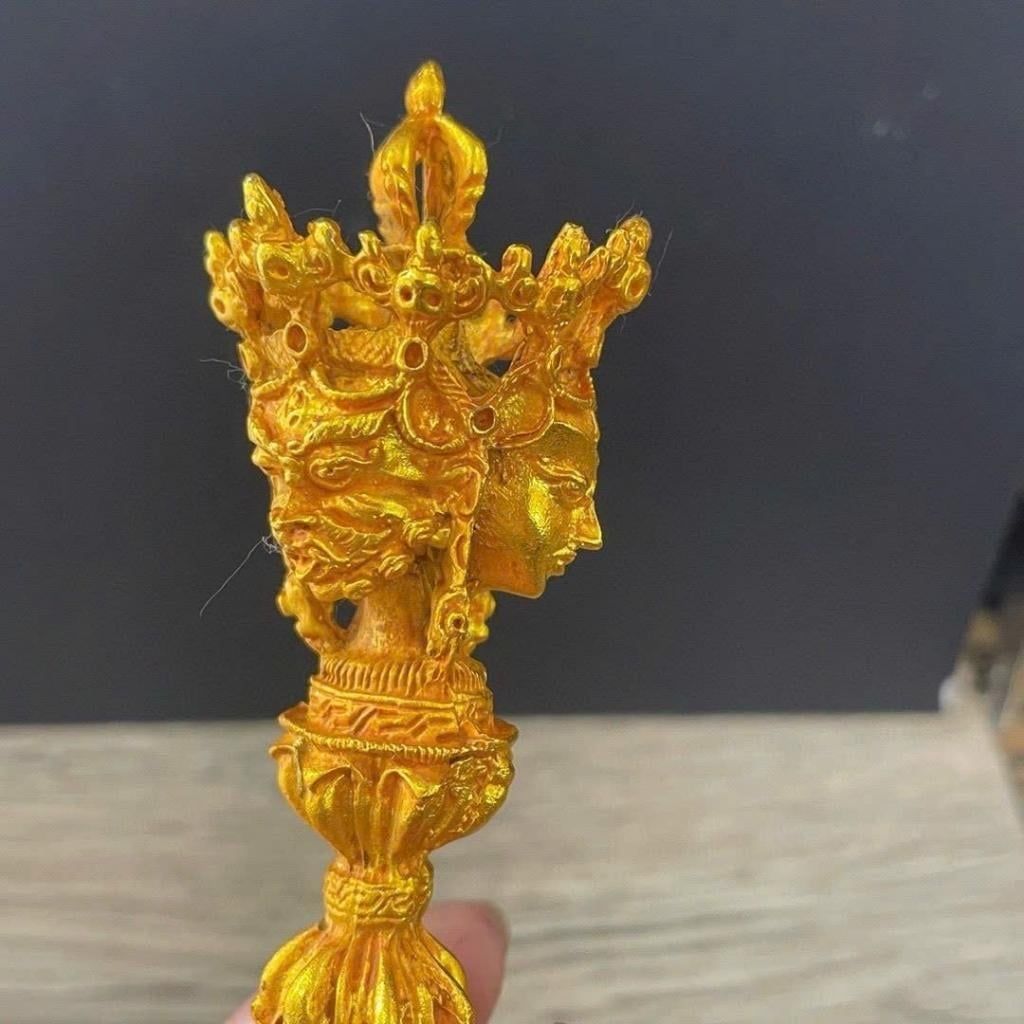  Pháp Khí Mật Tông Phổ Ba Kim Cang Chùy (Phurba) Đồng Dát Vàng BKMECN-10440 