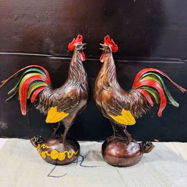  Tượng Gà Trống Phong Thủy Bằng Đồng BKMECN-9176 