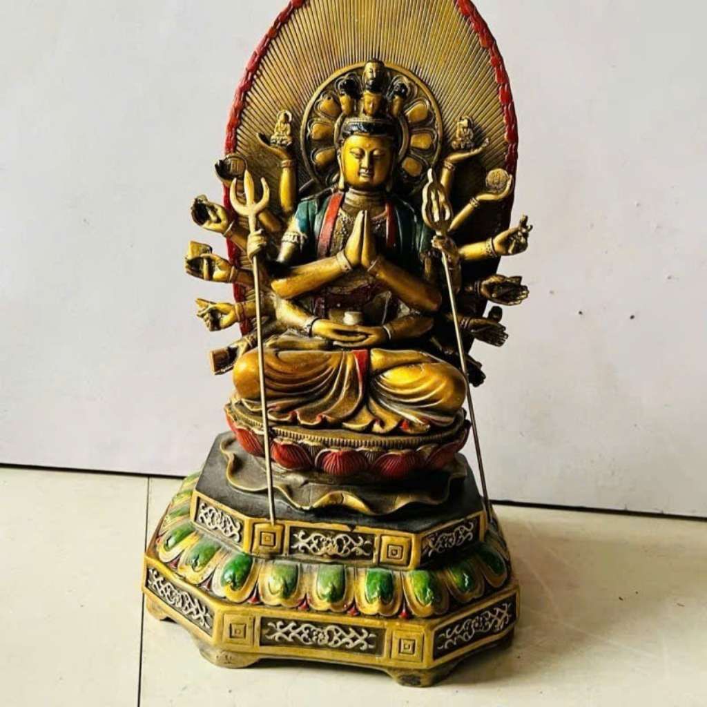  Tượng Quan Âm nghìn tay bằng đồng sơn mạ vàng BKMECN-9192 
