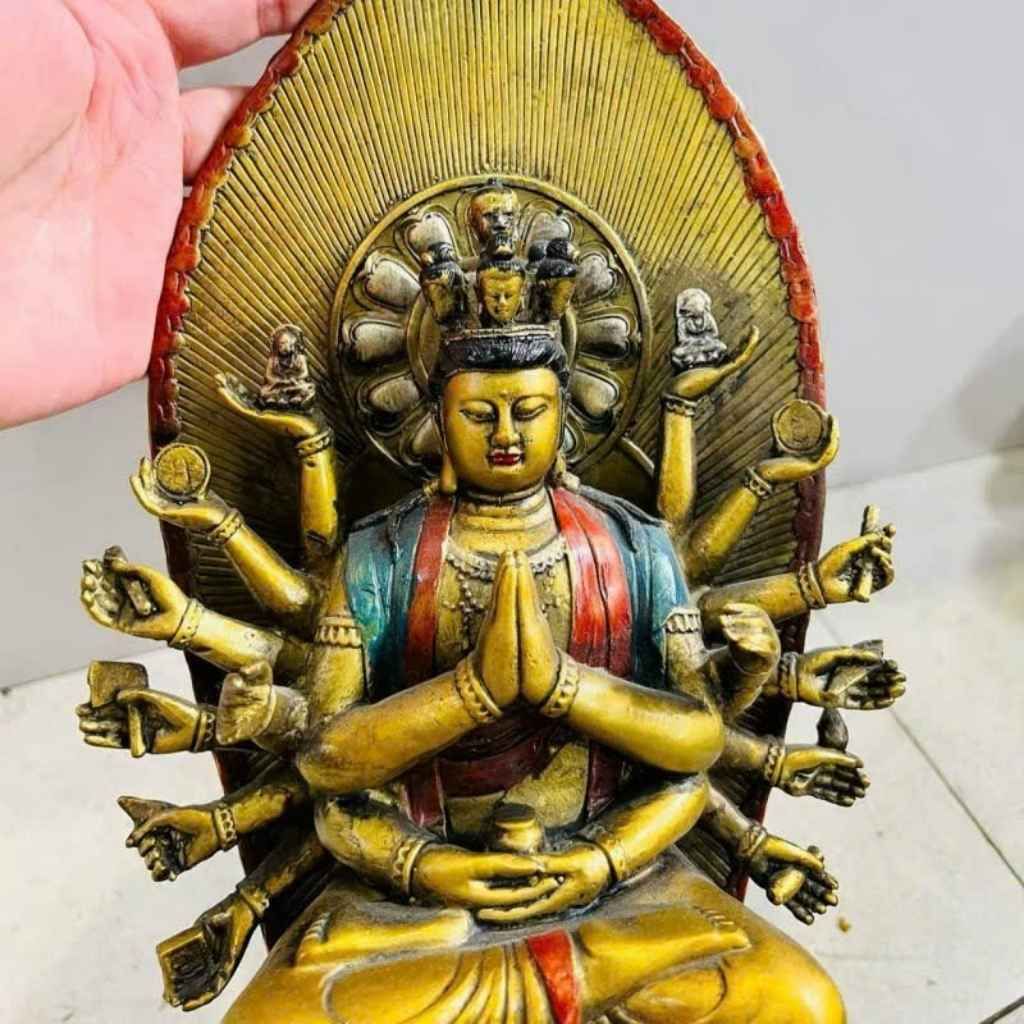  Tượng Quan Âm nghìn tay bằng đồng sơn mạ vàng BKMECN-9192 