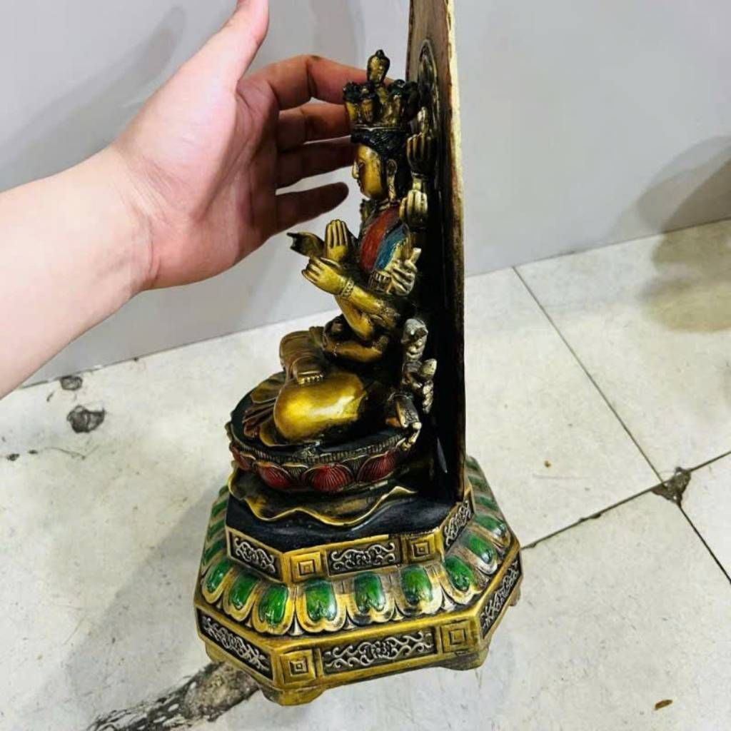  Tượng Quan Âm nghìn tay bằng đồng sơn mạ vàng BKMECN-9192 