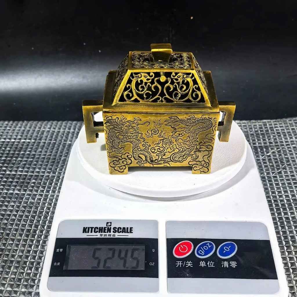  Xông trầm song long đồng vàng nguyên chất BKMECN-9451 