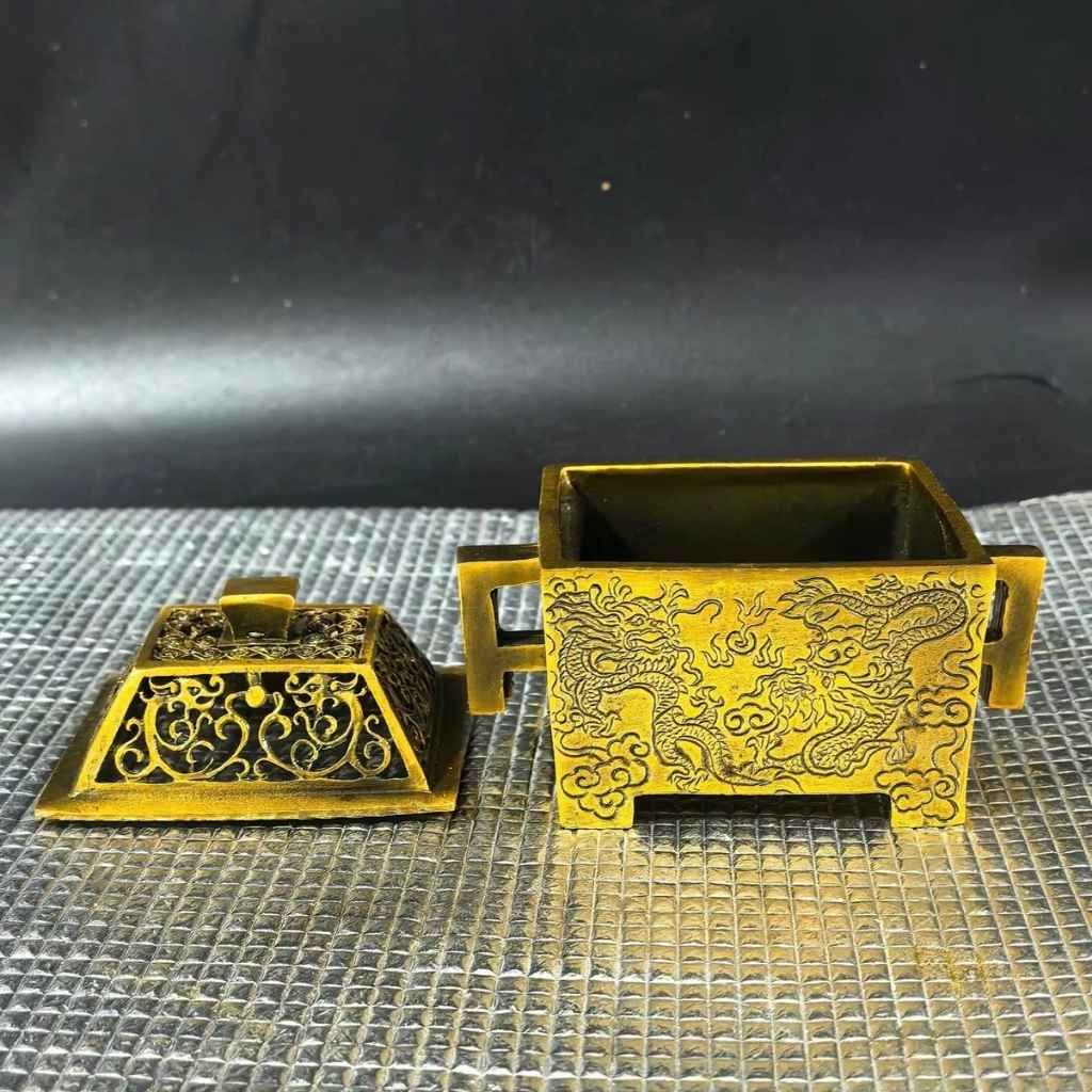  Xông trầm song long đồng vàng nguyên chất BKMECN-9451 