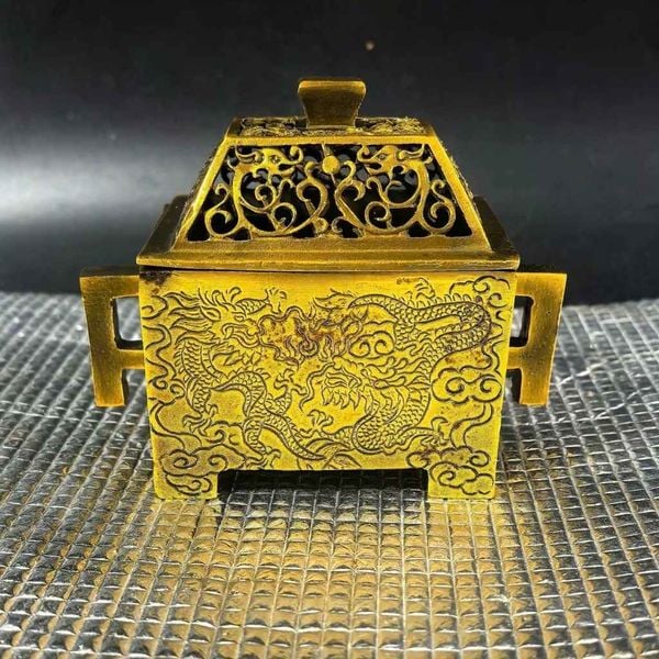  Xông trầm song long đồng vàng nguyên chất BKMECN-9451 
