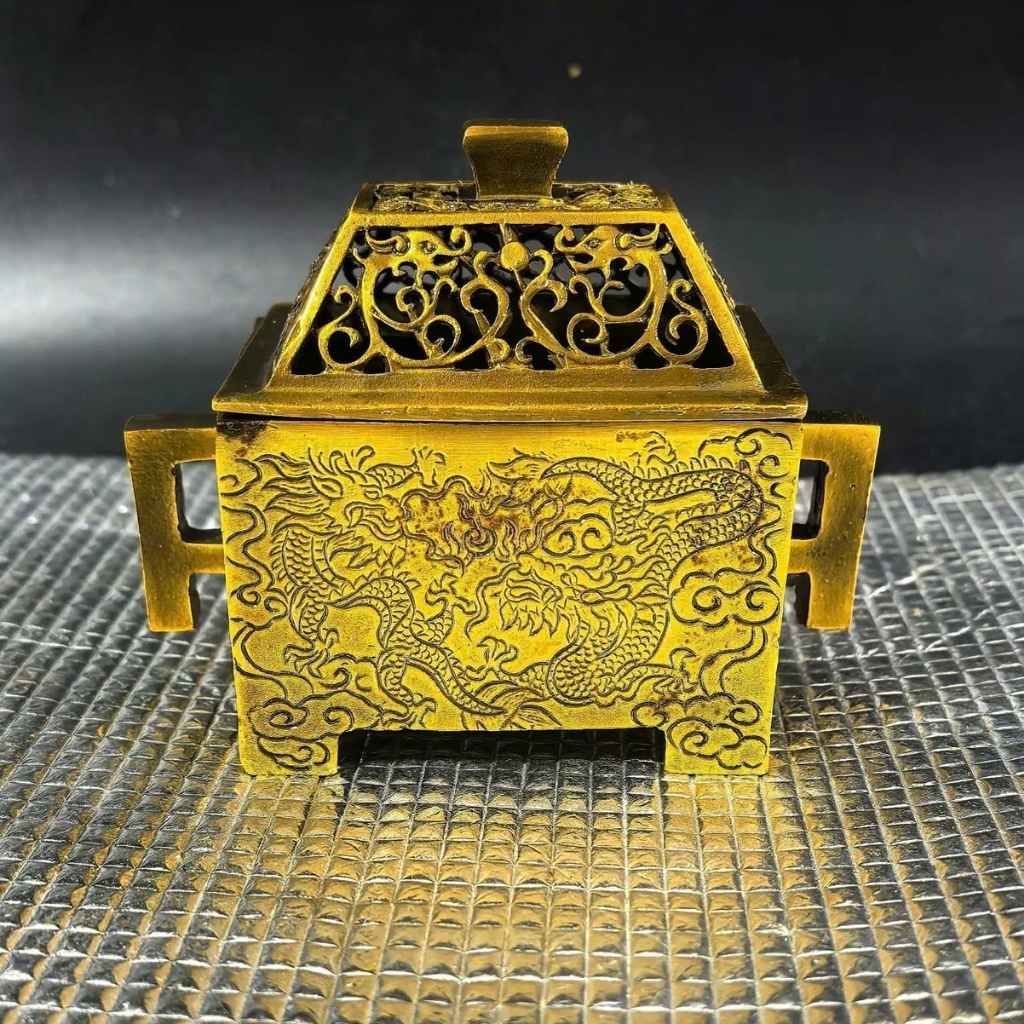  Xông trầm song long đồng vàng nguyên chất BKMECN-9451 