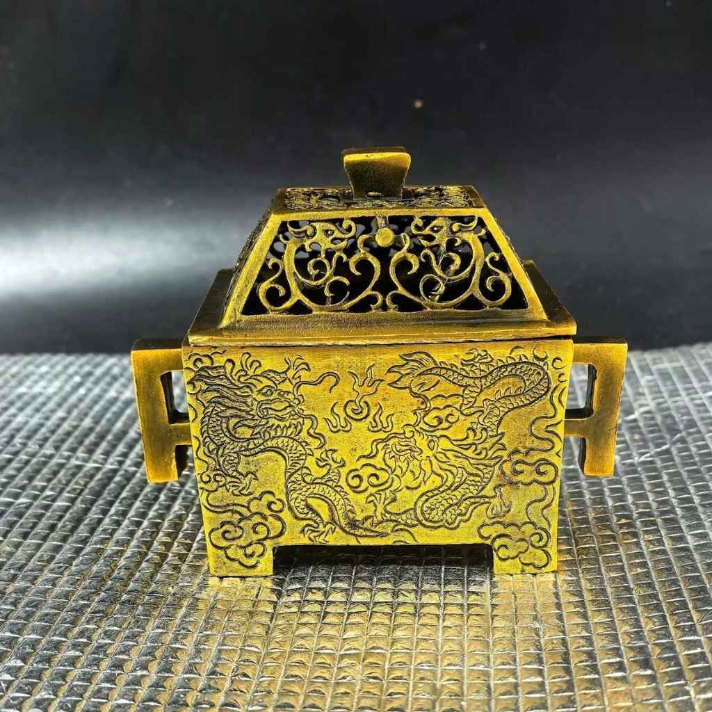  Xông trầm song long đồng vàng nguyên chất BKMECN-9451 