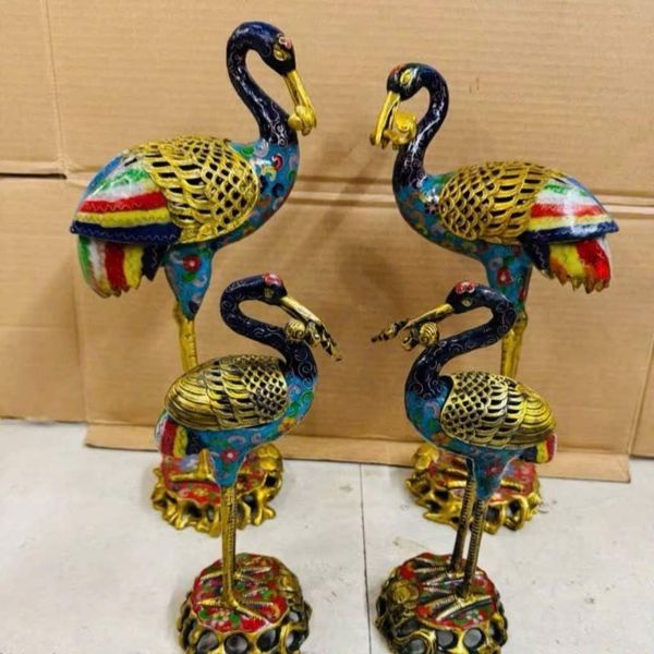  Cặp Hạc Xông Trầm Hương Đồng Pháp Lam Cao Cấp BKMECN-9452 