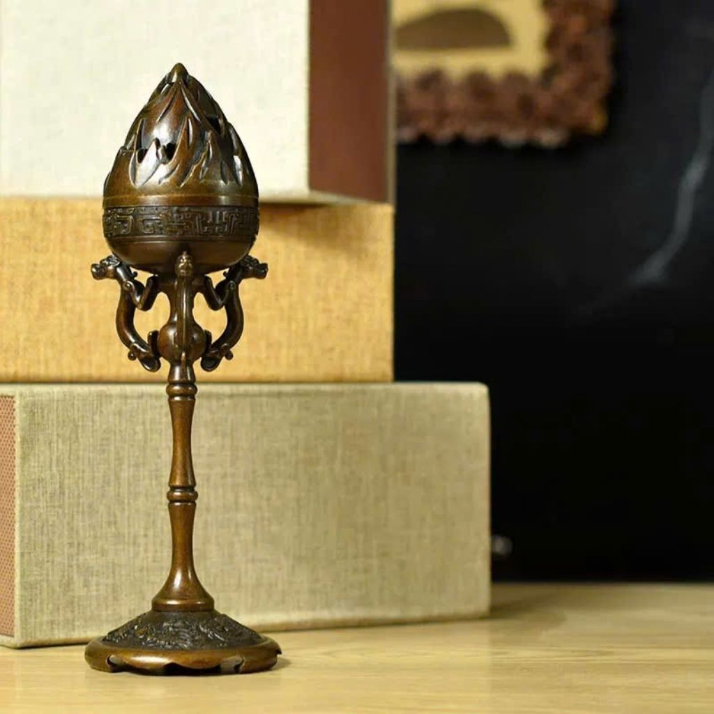  Đỉnh Xông Trầm Đồng Màu Nâu Cổ BKMECN-9480 